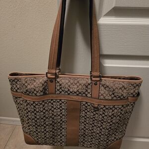 Coach Tan and Brown Signature Tote
